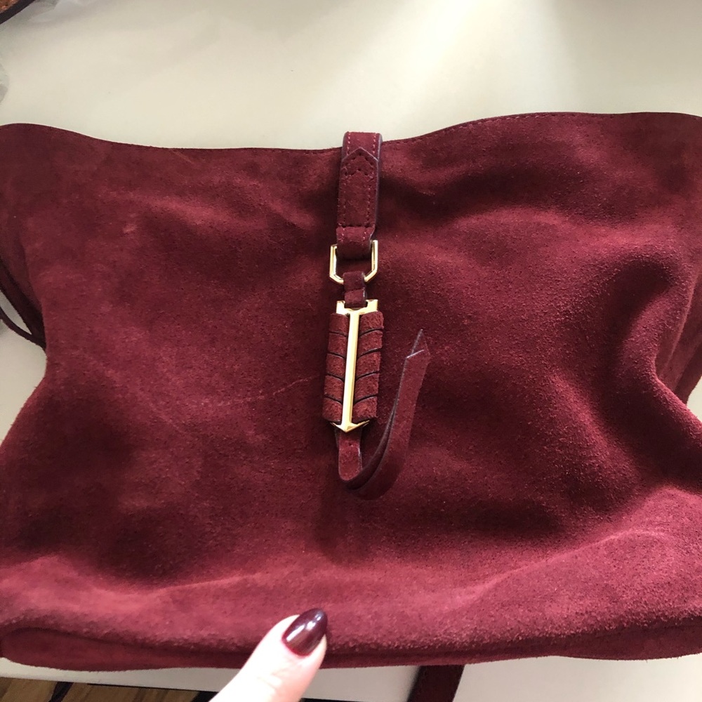 Stella & Dot Burgundy Suede Crossbody Purse